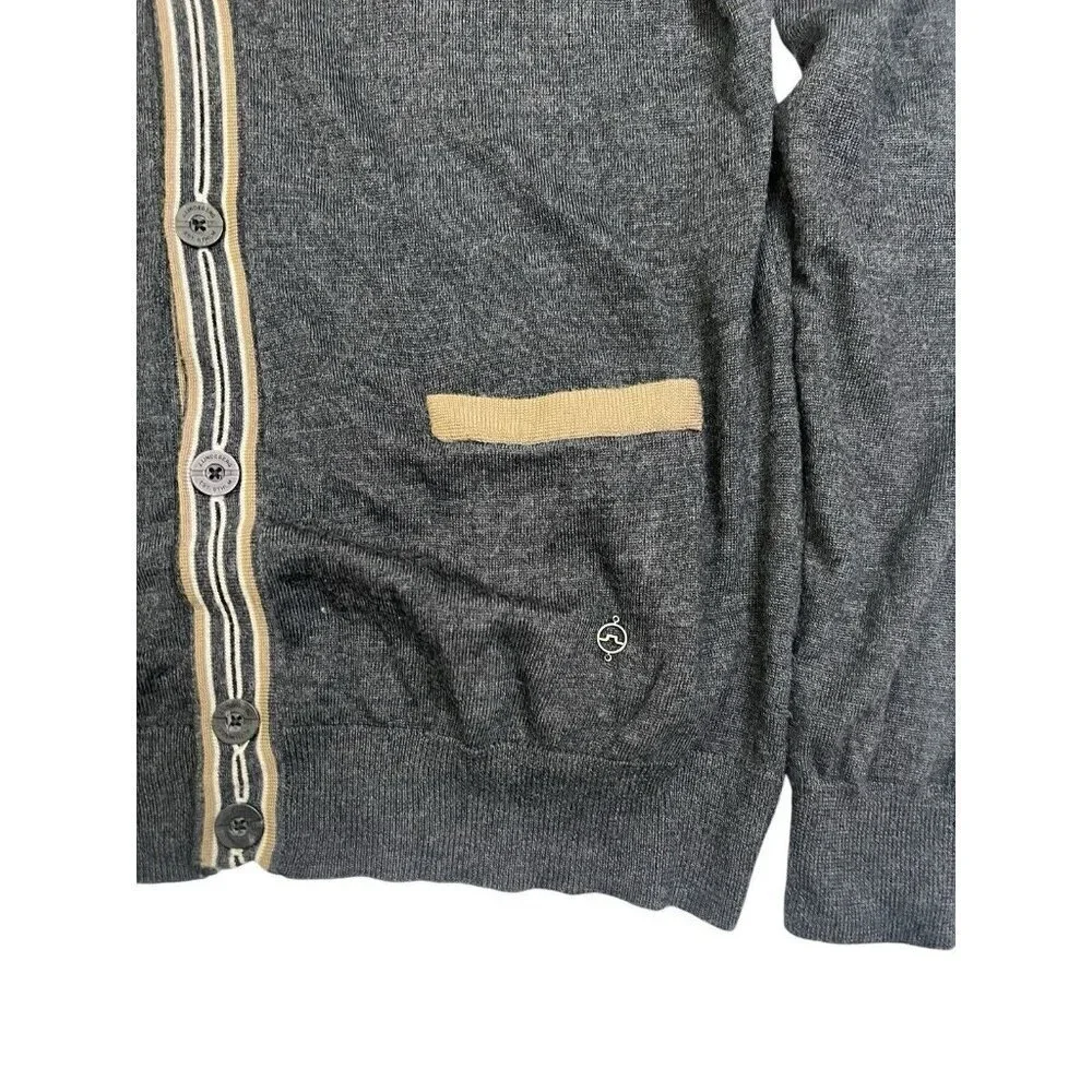 J Lindeberg Cardigan Sweater Mens XXL Fits Sz LARGE Gray Elbow Patch Pinehurst